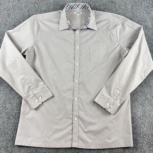 Smart Mens 106 Dress Shirt Gray Long Sleeve Pocket Contrast Collar